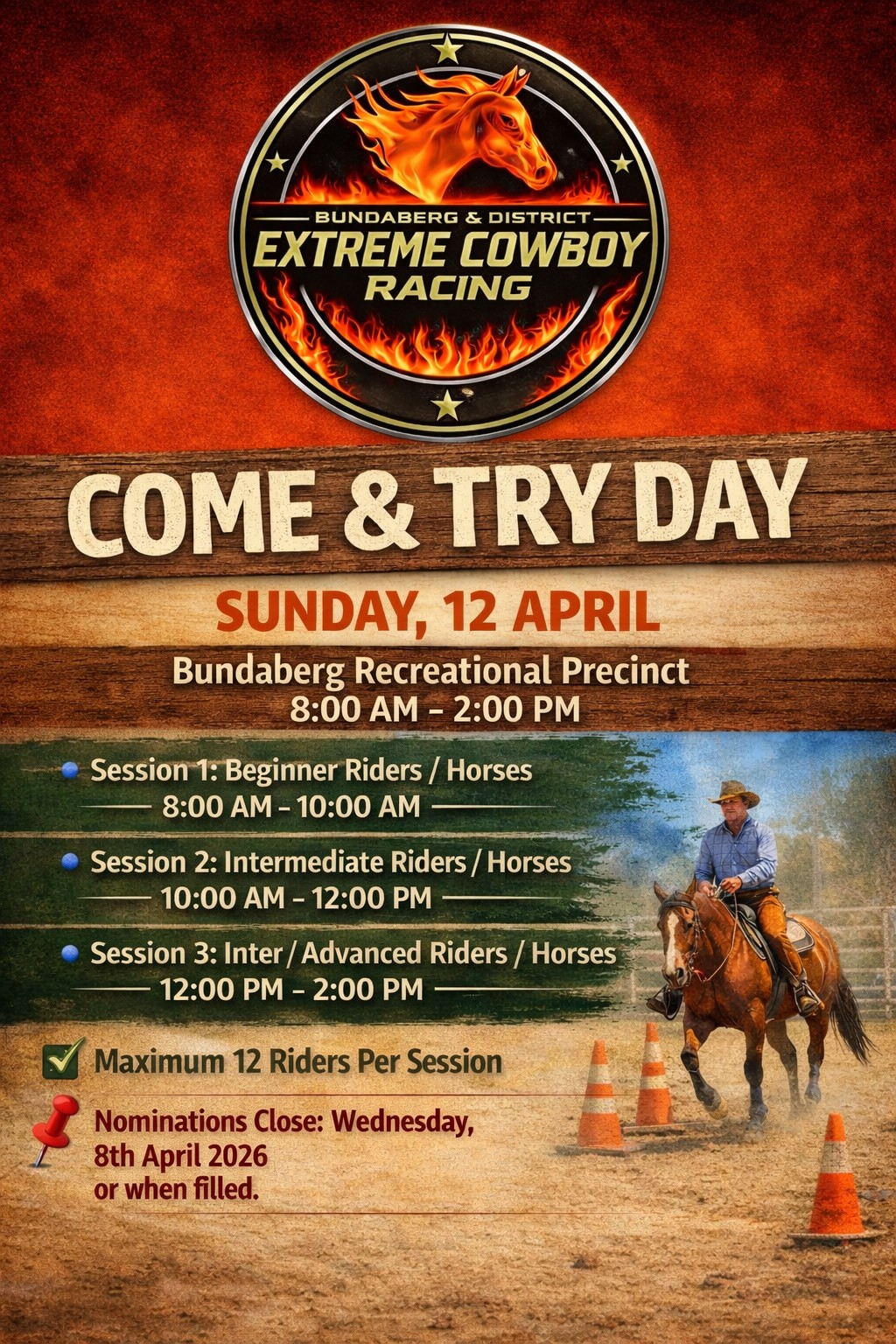 Event flyer for Come & Try Day 12 April 2026